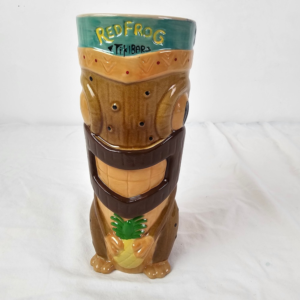 Carnival Cruise Line RedFrog Tiki Bar Mardi Gras Ceramic Souvenir Mug 8 Inch